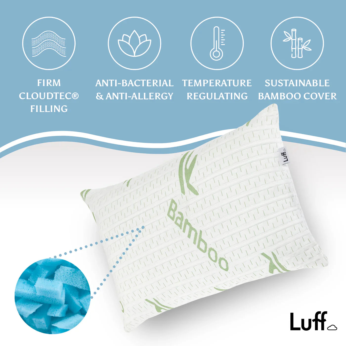 Luff Sleep - Bamboo Cambridge Firm Pillow