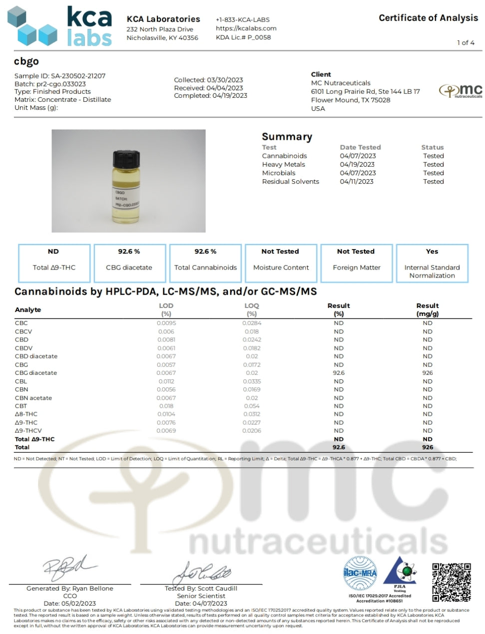 CBGo Acetate 92.6% (1ml)