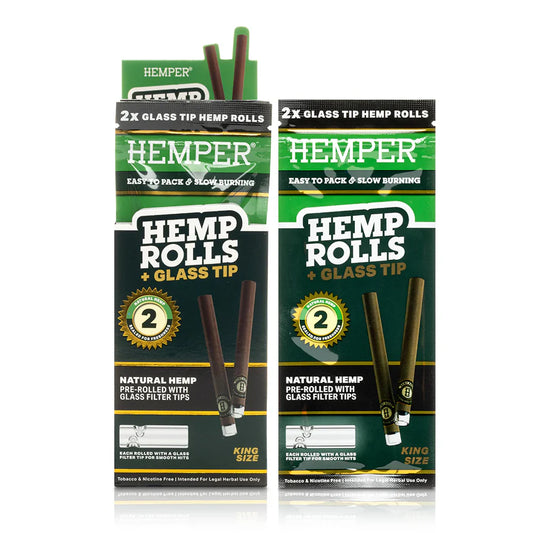 Hemper 2pk King Size Roll With Glass Tips (1 pack)