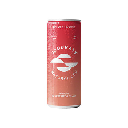 12 x Goodrays 30mg CBD Raspberry & Guava Seltzer - 250ml