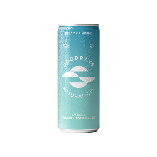 12 x Goodrays 30mg CBD Elderflower & Yuzu Seltzer - 250ml