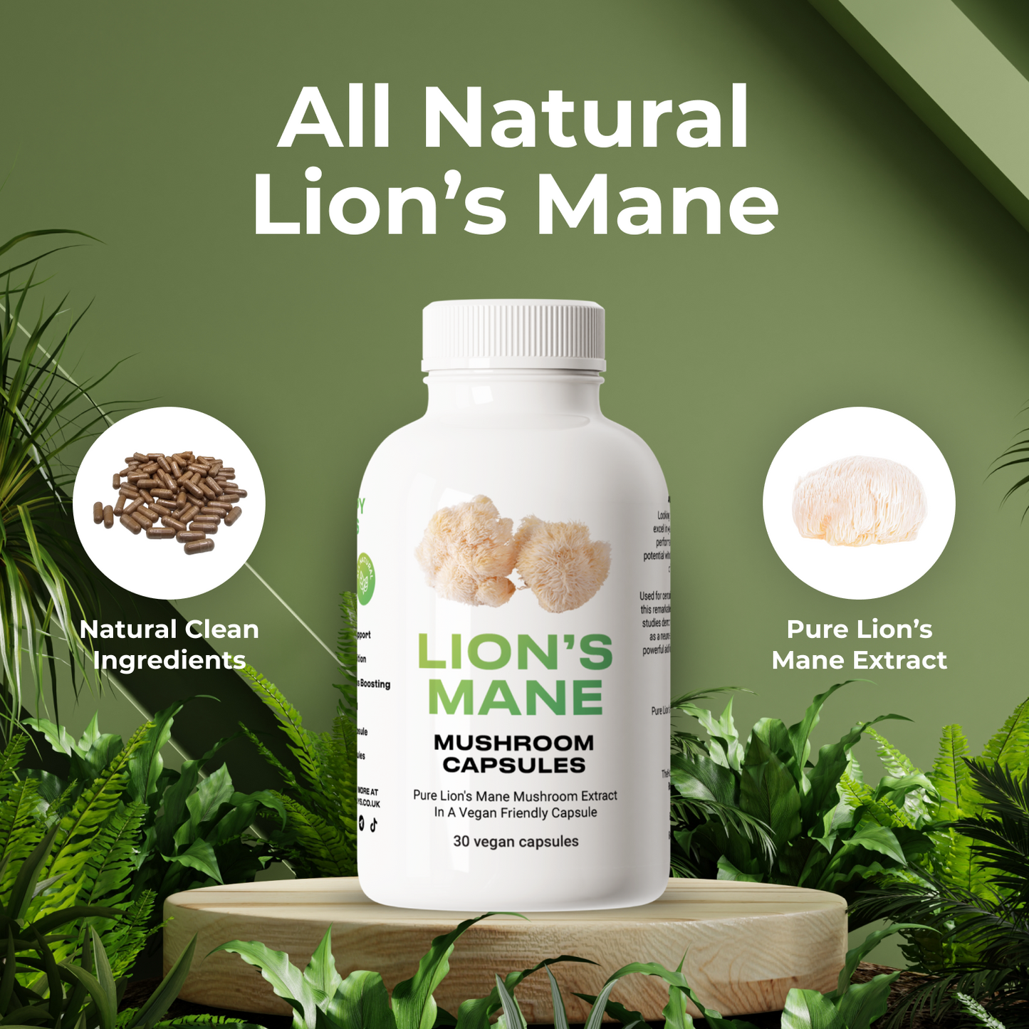 Organic Lions Mane Vegan Mushroom Capsules