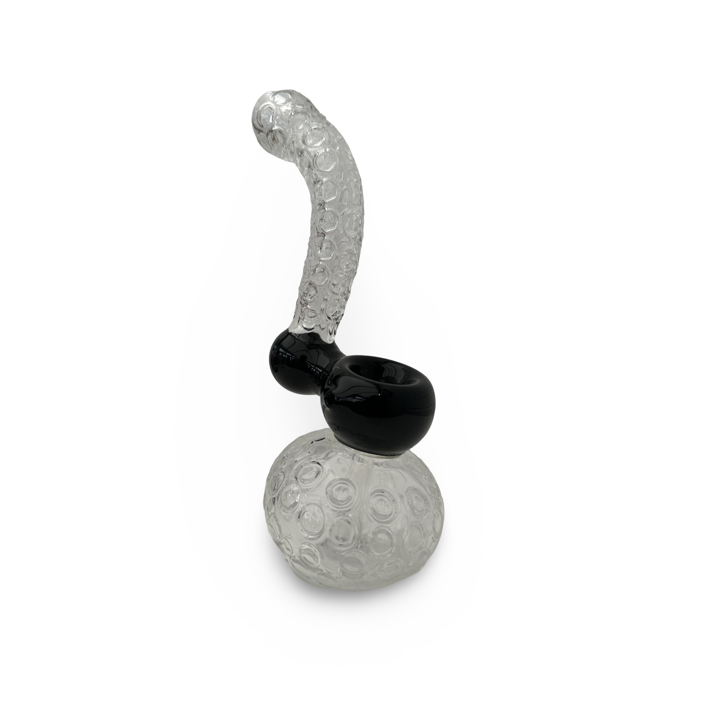 Textured Glass Bubbler Pipe – Clear & Black
