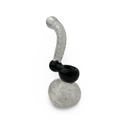 Textured Glass Bubbler Pipe – Clear & Black