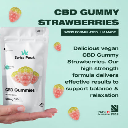 CBD Gummy Strawberries - 1200mg CBD | 20 Gummies