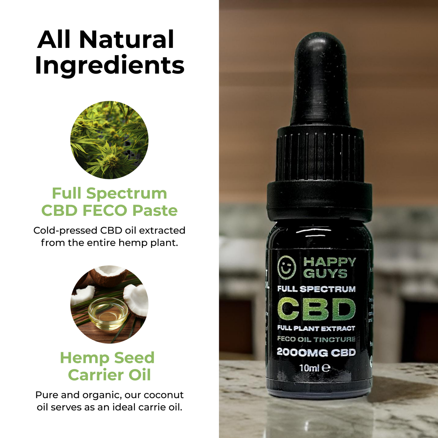 2000mg CBD Full Spectrum Full Plant Extract Oil (FECO) (10ml)