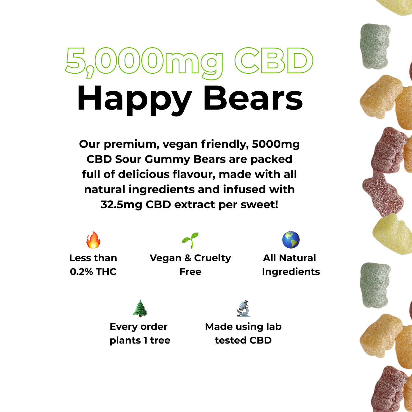 5,000mg CBD Gummies - Happy Bears - Large Tub