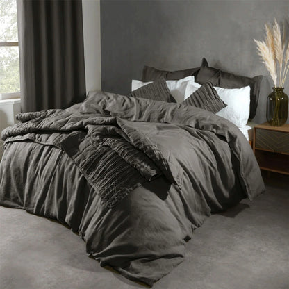 Lazy Linen Duvet Cover - Charcoal Grey