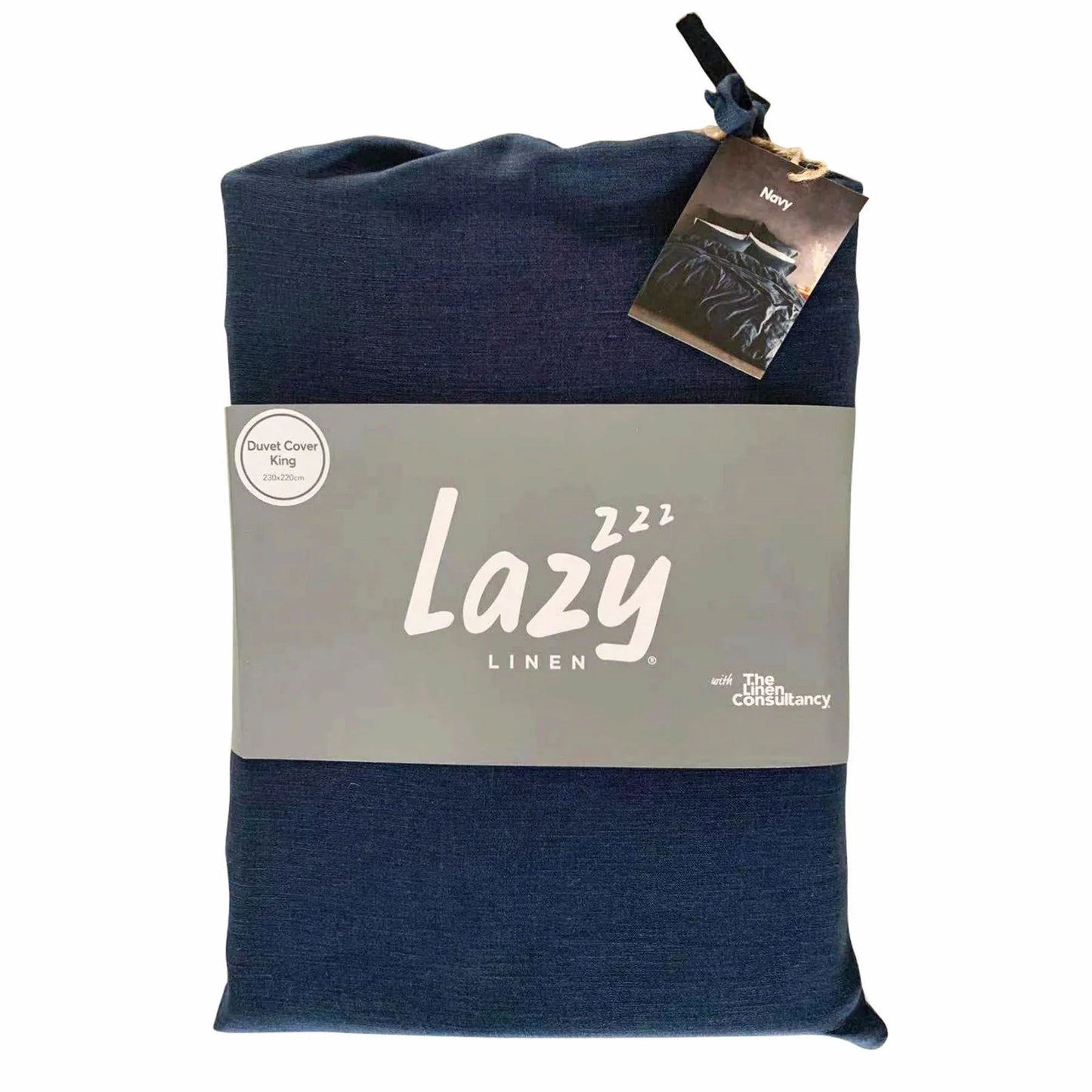 Lazy Linen Duvet Cover - Navy Blue