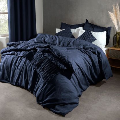 Lazy Linen Duvet Cover - Navy Blue