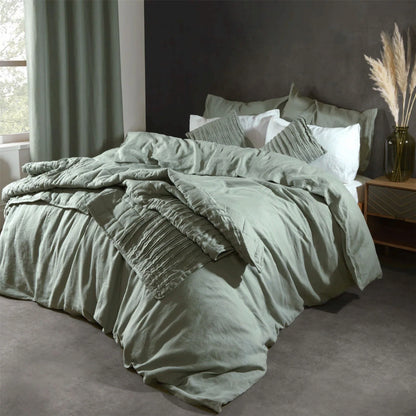 Lazy Linen Duvet Cover - Sage Green