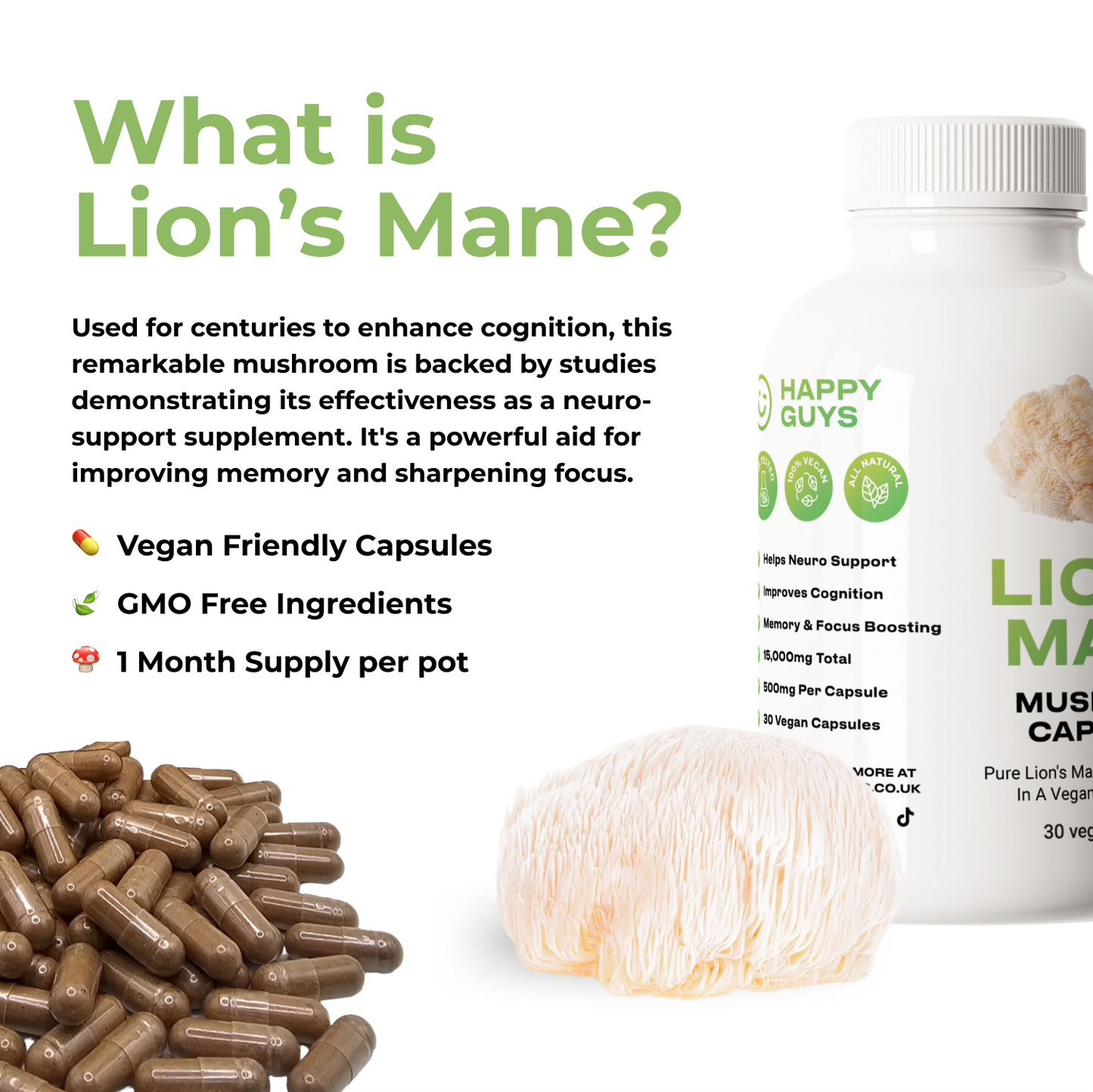 Organic Lions Mane Vegan Mushroom Capsules