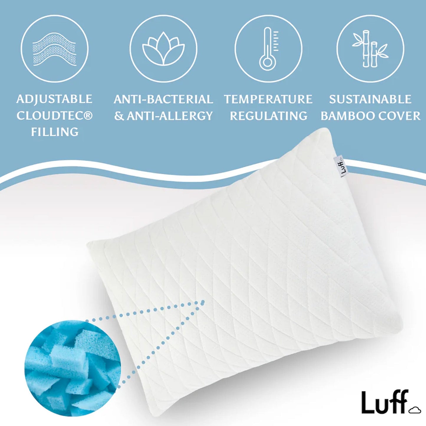 Luff Sleep - Height Adjustable Prestige Bamboo Pillow