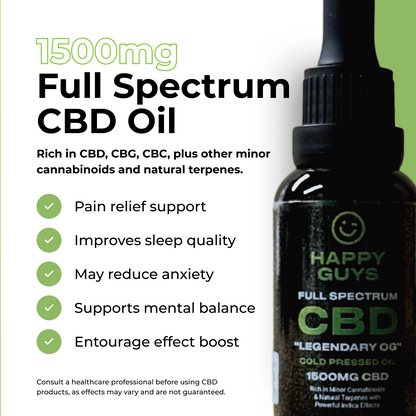 1500mg CBD Full Spectrum Indica Oil - Legendary OG (30ml)